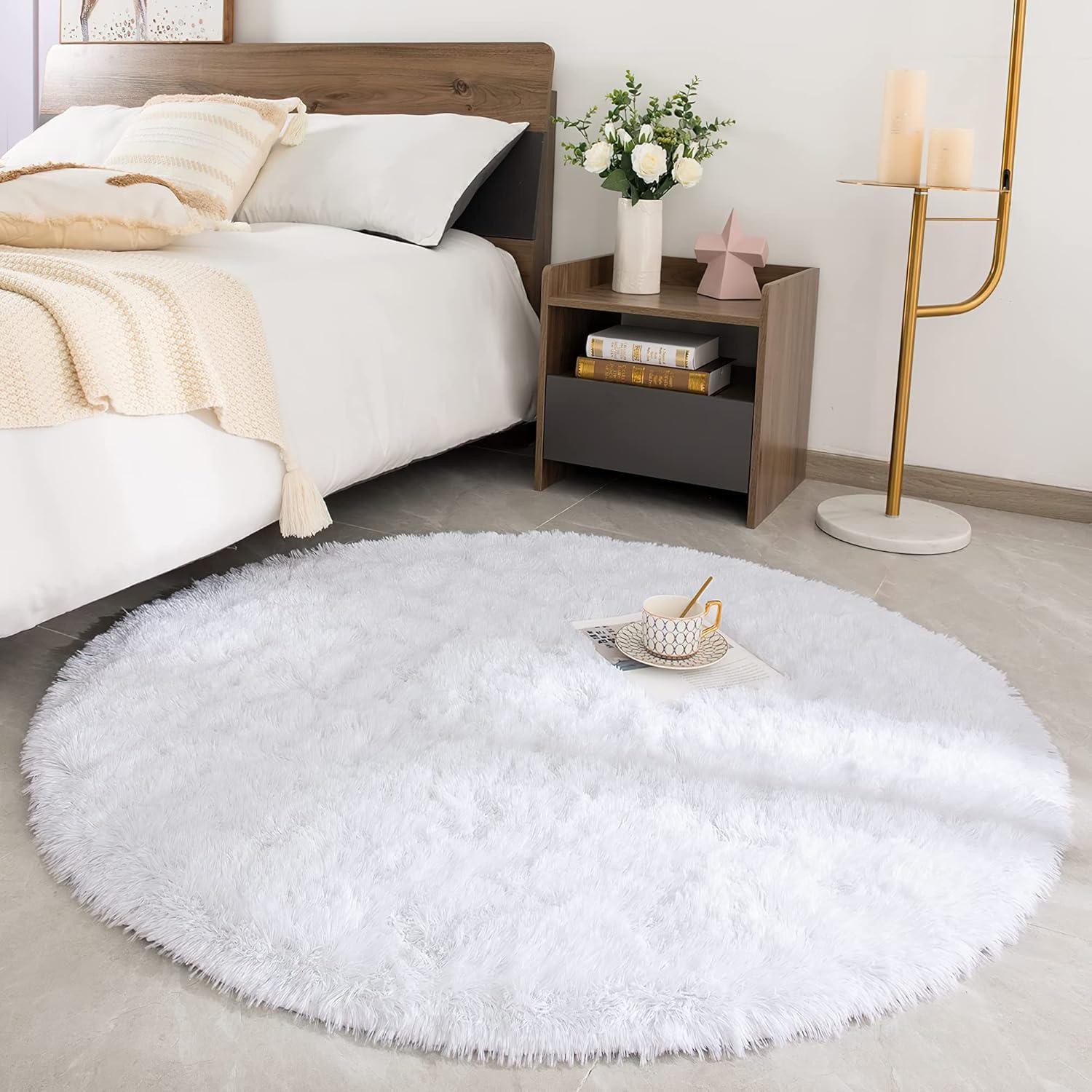 Hochflor Teppich Rund Super weich Shaggy Flauschiger Rug 120x120 cm