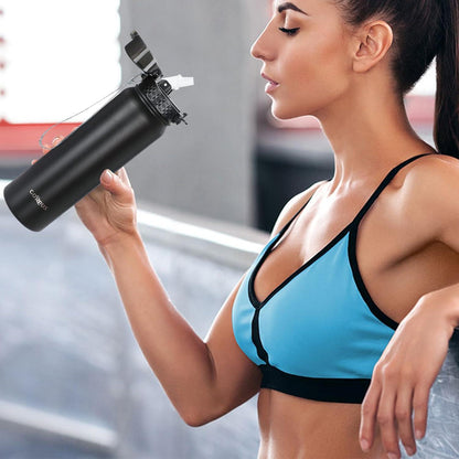 Edelstahl Thermosflasche mit Strohhalm 1L Doppelschicht Isolierflasche Sport