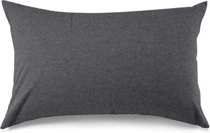 Kissenbezug 2er Set 40x60 cm 100% Gewaschene Baumwolle Dunkelgrau
