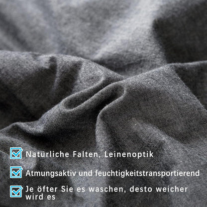 Kissenbezug 2er Set 40x60 cm 100% Gewaschene Baumwolle Dunkelgrau