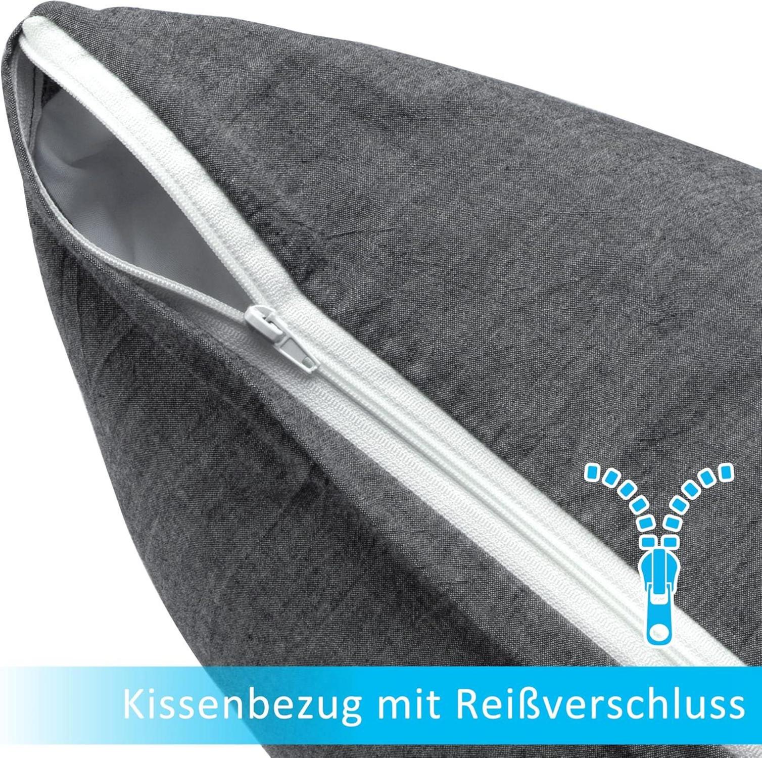 ATsense 2er Set Kissenbezug 40x60 cm Dunkelgrau Reißverschluss 100% Baumwolle