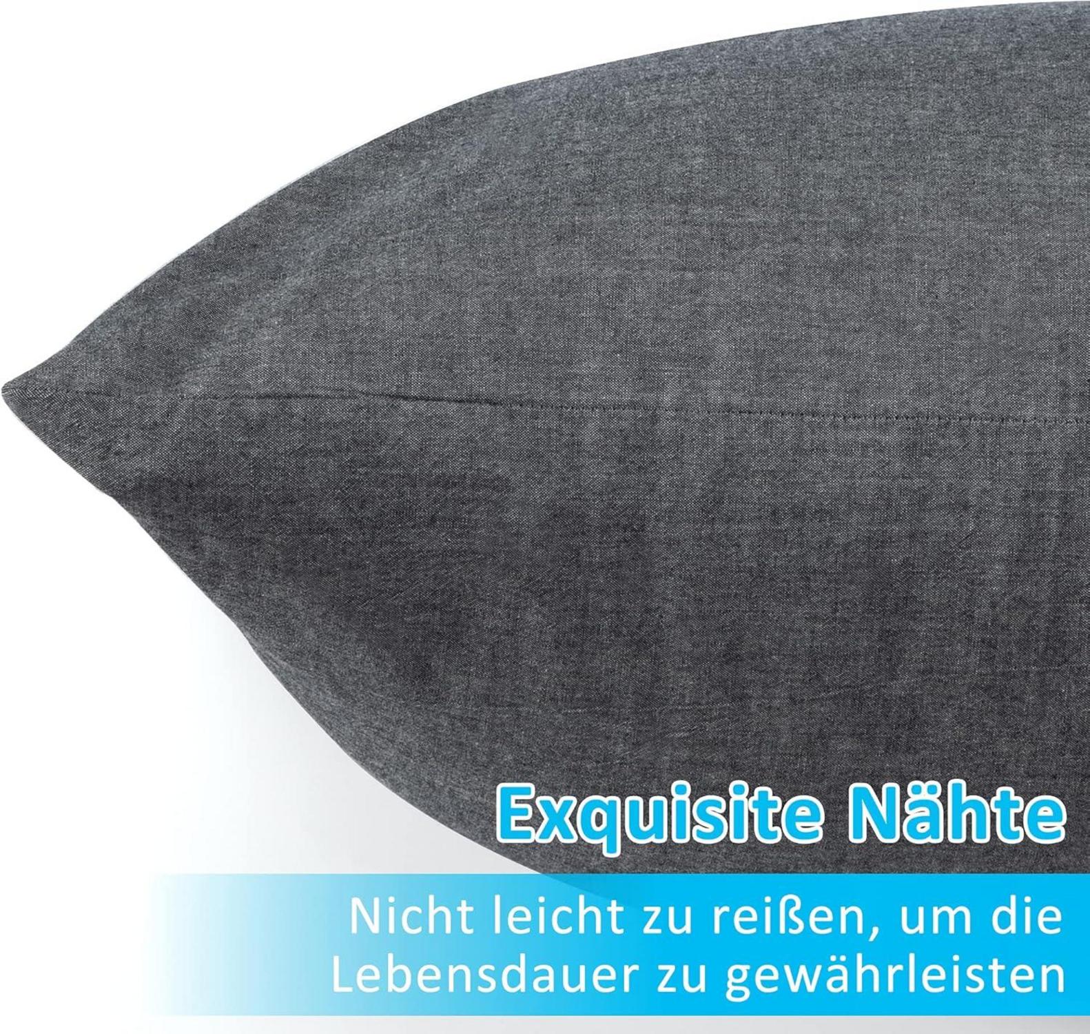 2er Set Kissenbezug 40x60 cm Dunkelgrau Baumwolle Reißverschluss