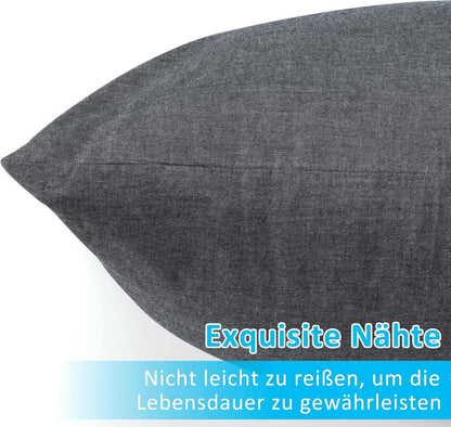 2er Set Kissenbezug 40x60 cm Dunkelgrau Baumwolle Reißverschluss