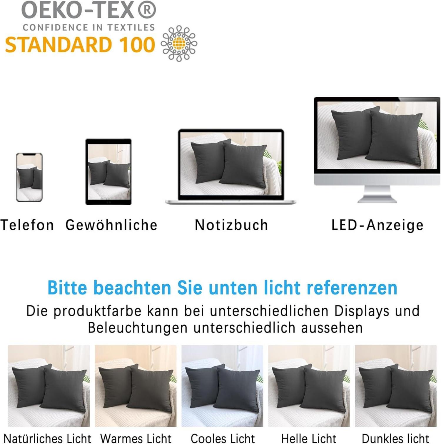2er Set Kissenbezug 40x60 cm dunkelgrau, 100% gewaschene