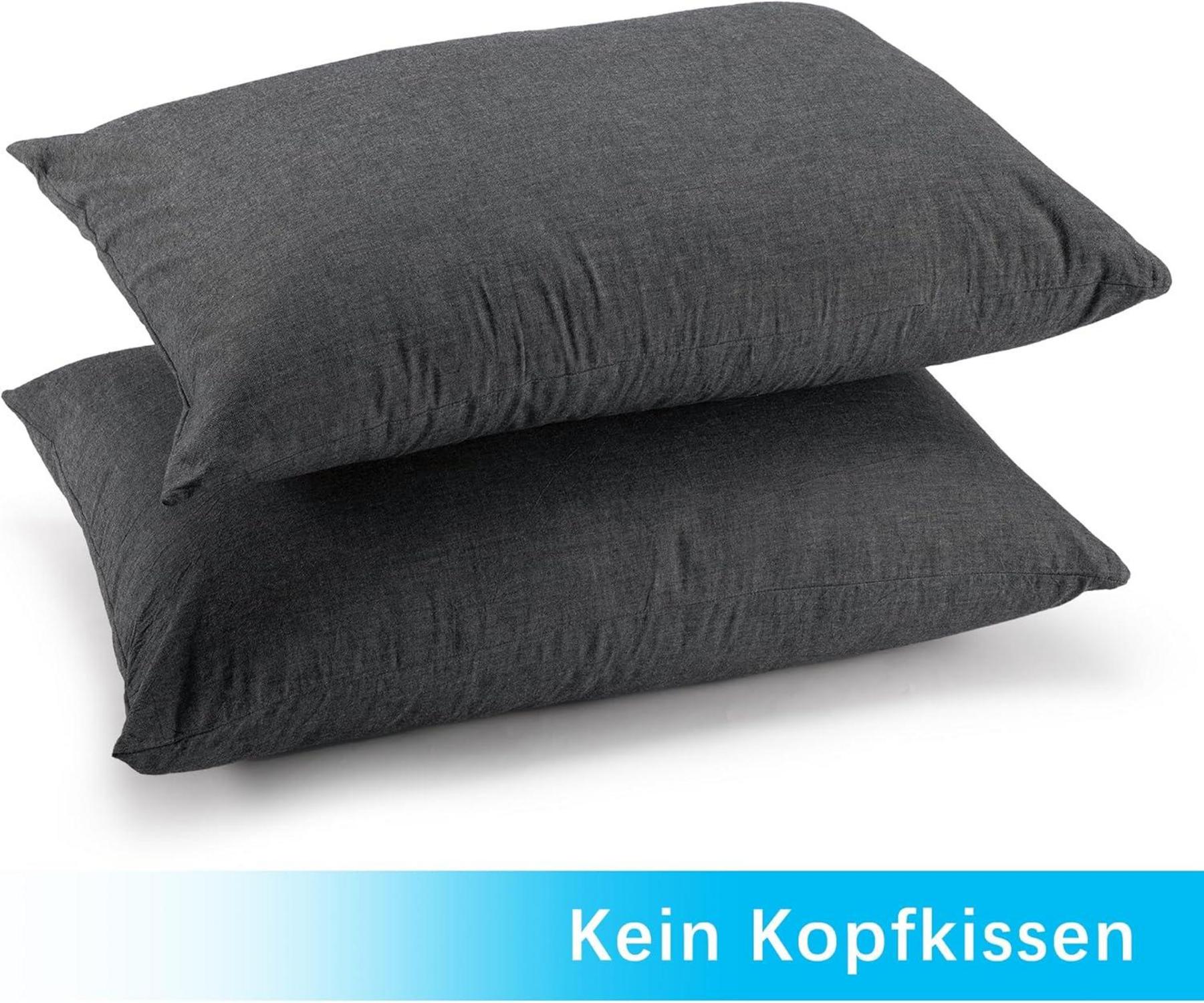 2er Set Kissenbezug 40x60 cm Dunkelgrau Baumwolle Reißverschluss