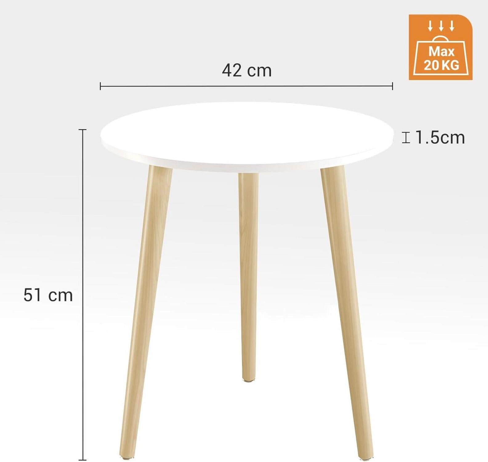 APICIZON Runder Beistelltisch Holz Ø 42 cm Skandinavischer