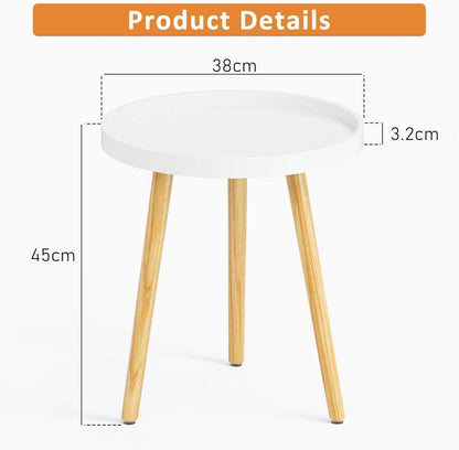Beistelltisch Rund 38x45cm Massivholz Beine Skandinavische