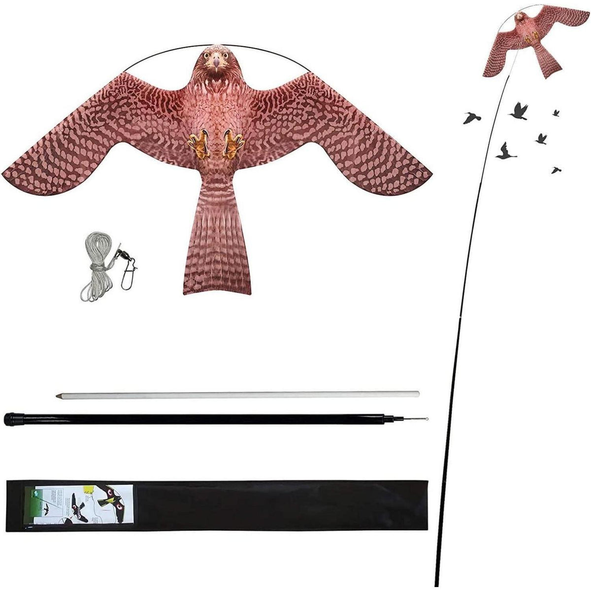 Vogelschreck Flugdrachen 6m Braun für Garten & Bauernhof