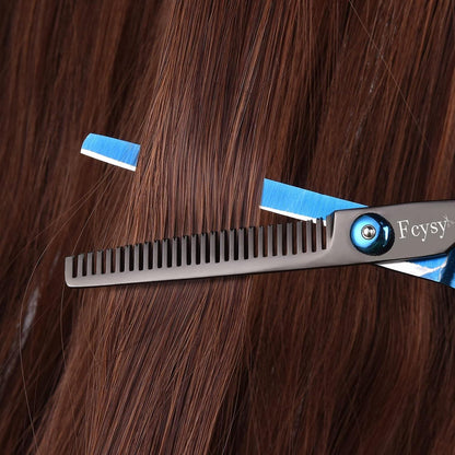 Friseurschere Haarschneideschere Effilierschere Set Professionell 6 Zoll Edelstahl Blau