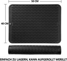 Silikon Abtropfmatte für Geschirr 50x40cm Schwarz BPA-frei
