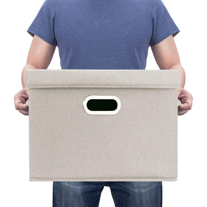 Aufbewahrungsbox mit Deckel, faltbar, waschbar, 5er-Set, Beige