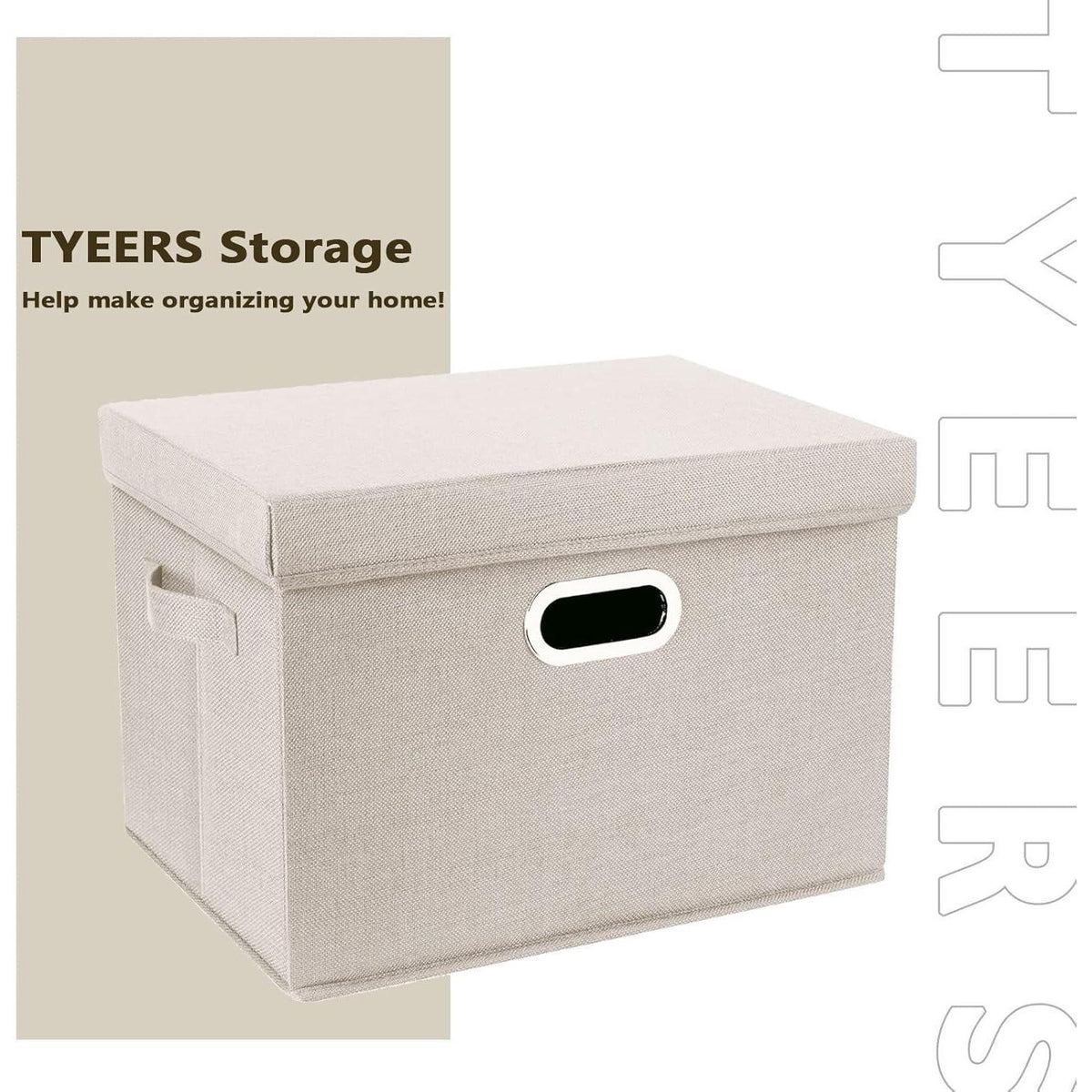 Aufbewahrungsbox mit Deckel, faltbar, waschbar, 5er-Set, Beige