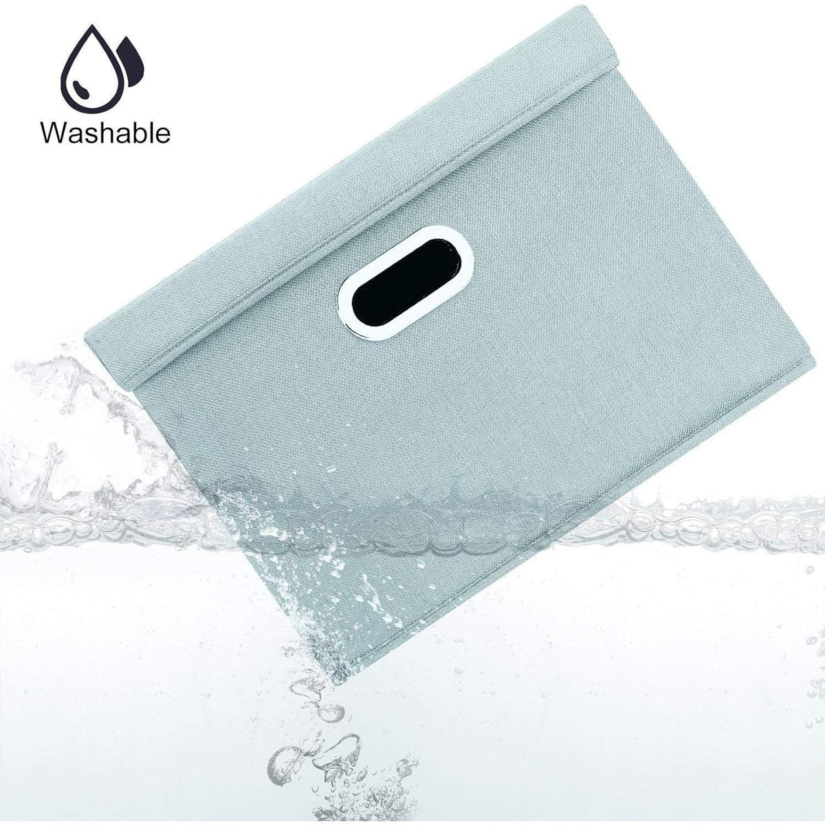 Aufbewahrungsbox mit Deckel, faltbar, waschbar, 5er-Set, Aqua Spring