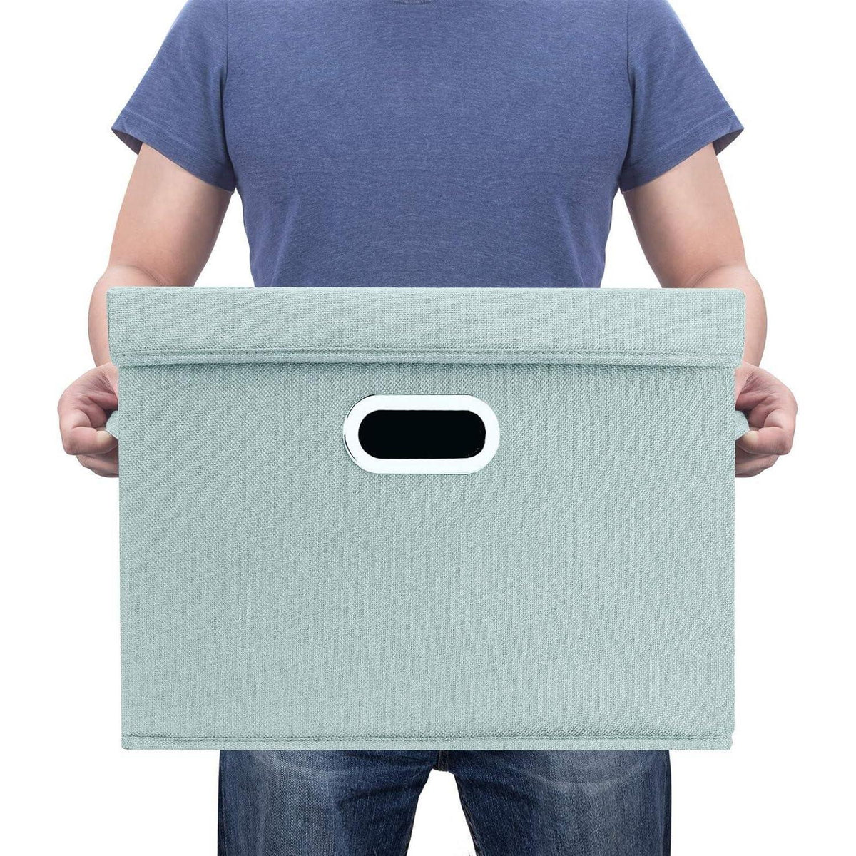 Aufbewahrungsbox mit Deckel, faltbar, waschbar, 5er-Set, Aqua Spring