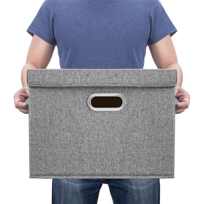 Große Stoff-Aufbewahrungsbox mit Deckel, faltbar, 5er-Set Grau