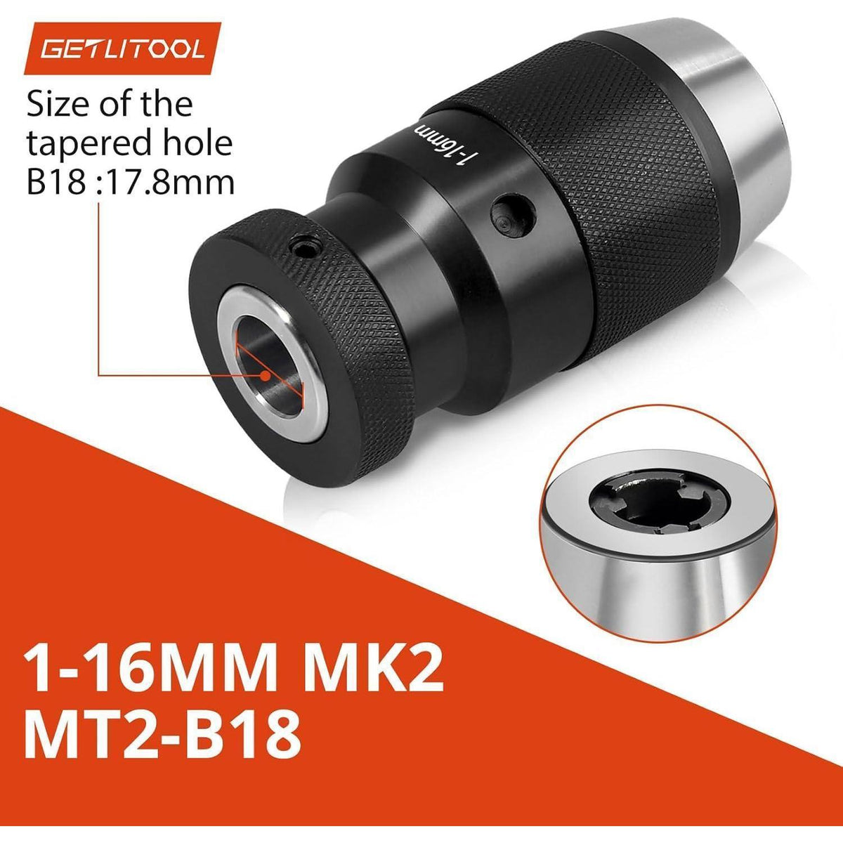 Schnellspannbohrfutter B18 1-16 mm mit MK2 Kegeldorn