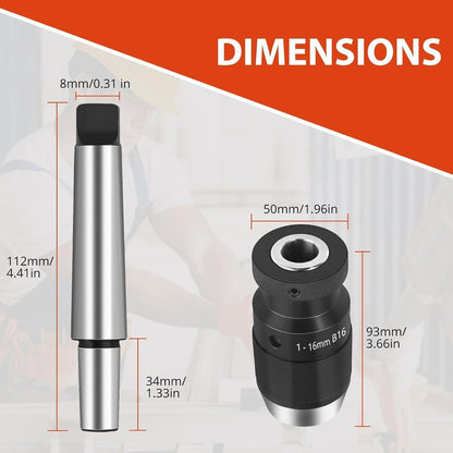 Schnellspannbohrfutter 1-16mm mit MK2 Kegeldorn für Bohrmaschinen