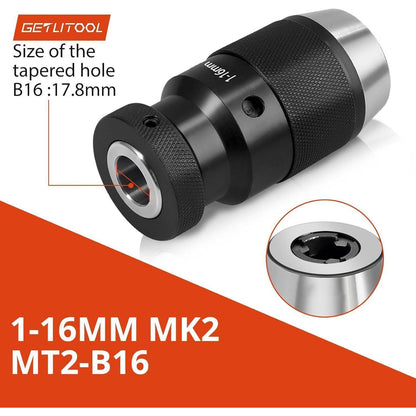 Schnellspannbohrfutter 1-16mm mit MK2 Kegeldorn für Bohrmaschinen