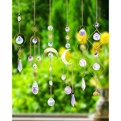 Kristall Sonnenfänger Set 6 Sonne Mond Sterne Fenster Deko
