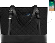 Schwarze Damen Laptop Handtasche 15,6 Zoll Business Tote Bag