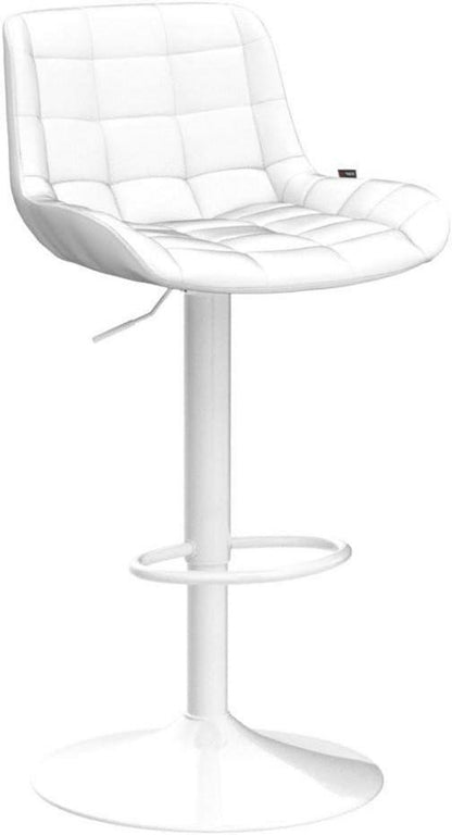 Barhocker 2er Set Weiß Höhenverstellbar Kunstleder Sitzkissen