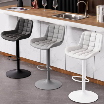 Höhenverstellbare Barhocker 2er Set mit Lehne und Kunstleder Grau