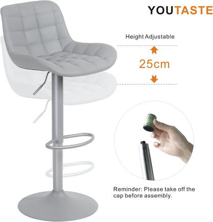 YOUTASTE Barhocker Set Grau Höhenverstellbar Kunstleder Sitzkissen