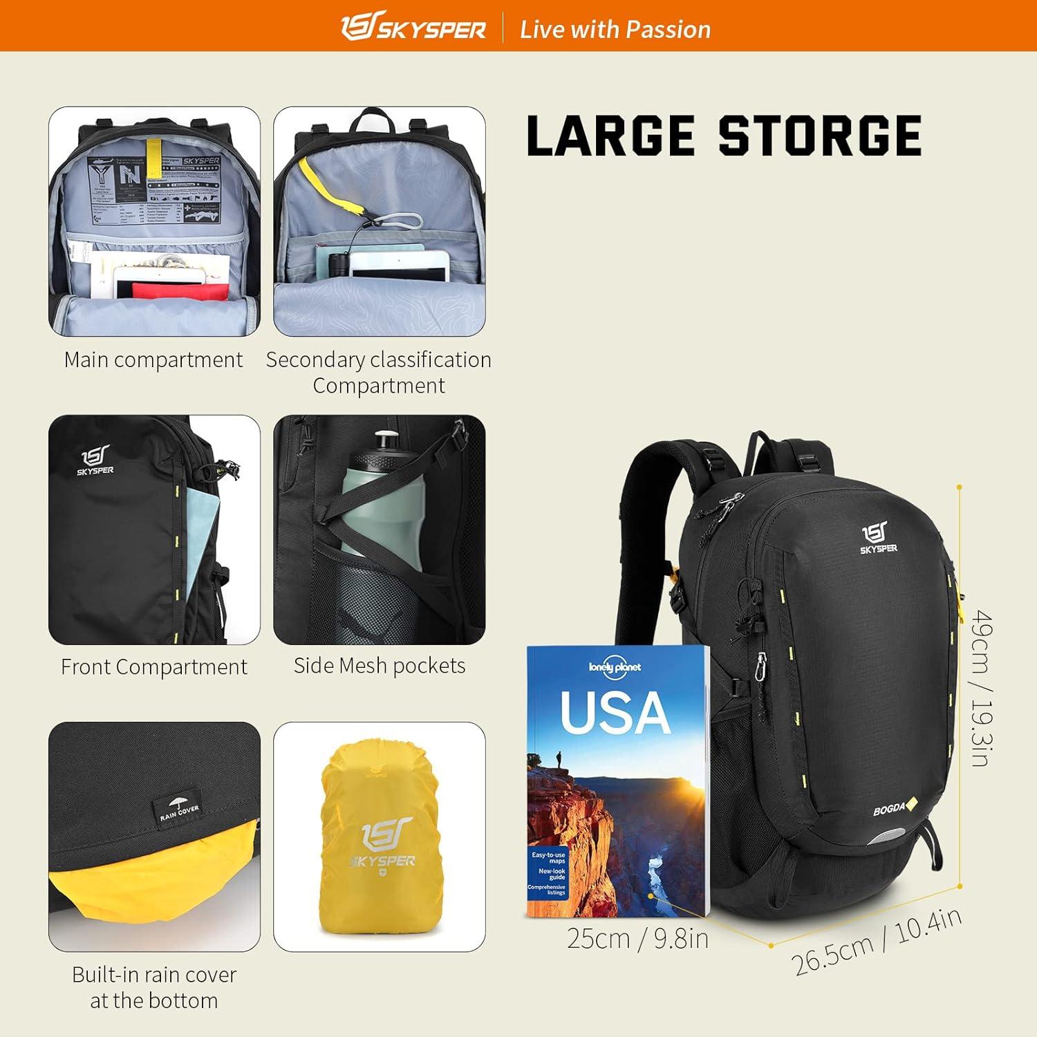 Wanderrucksack 30L mit Rückenbelüftung Trinksystem Schwarz