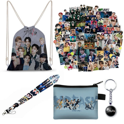 Stray Kids Fanartikel Set: Rucksack, Aufkleber, Lanyard & Tasche
