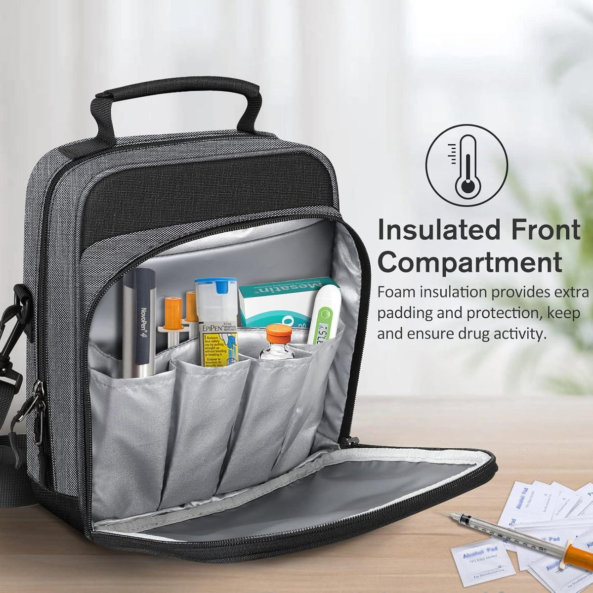 Medikamenten Tasche mit Insulin Kühltasche & Notfallkarte