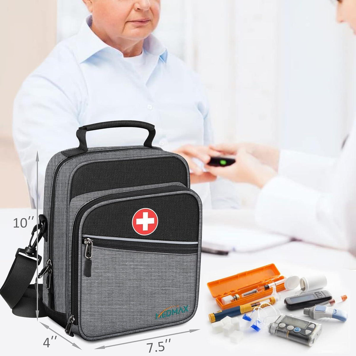 Medikamenten Tasche mit Insulin Kühltasche & Notfallkarte