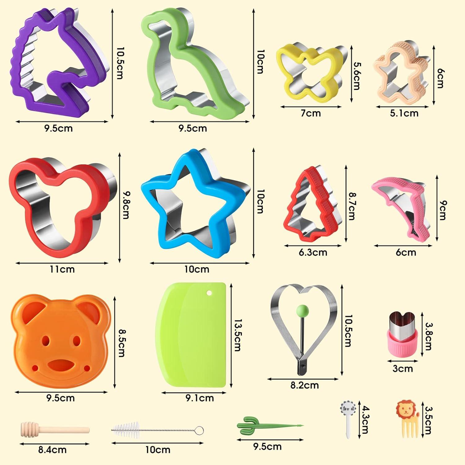 45stk Ausstechformen Set aus Edelstahl für Kinder - Dinosaurier, Stern, 45PCS