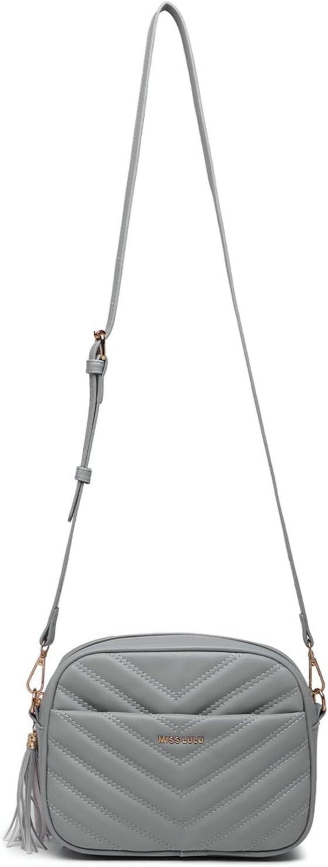 Umhängetasche Damen Crossbody Handtasche Mittelgroß Goldene Hardware