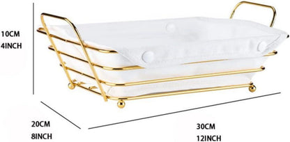 Brotkorb Draht gold farben Stoff Futter abnehmbar 26x19x7cm