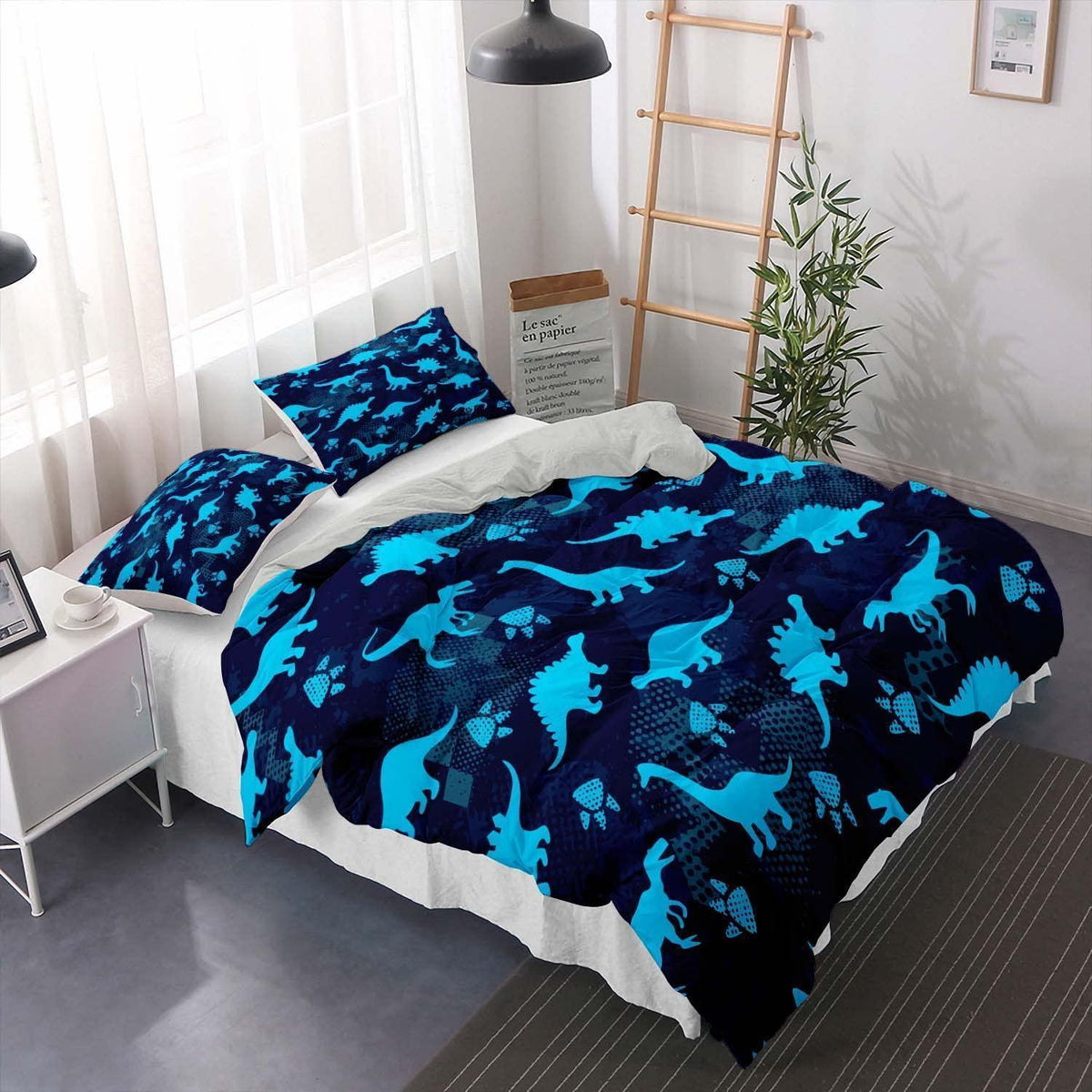 Cartoon Dino Bettwäsche Set 155x220cm – Kuscheliger Kinderbettdruck