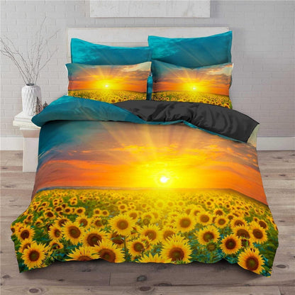 Sonnenblumen Bettwäsche Set 200x200cm Kinderzimmer Bettbezug