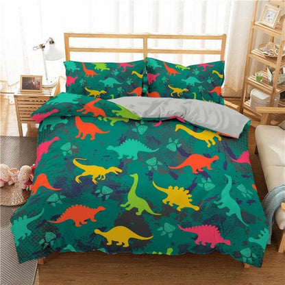 Kinder Bettwäsche Set Dino 200x200cm – Cartoon Dinosaurier