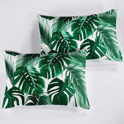 Grüne Bettwäsche-Set 200x220cm mit tropischen Blättern