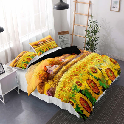 Sonnenblumen Bettwäsche Set 220x240cm für Kinderzimmer