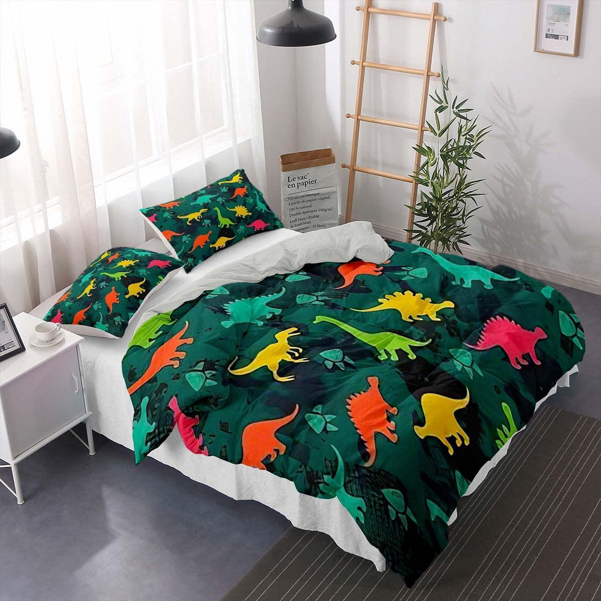 Cartoon Dino Bettwäsche Set 155x220cm – Kuscheliger Kinderbettdruck