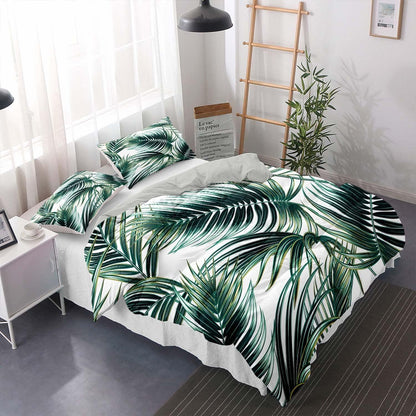 Grüne Bettwäsche-Set 200x220cm mit Blättermotiv
