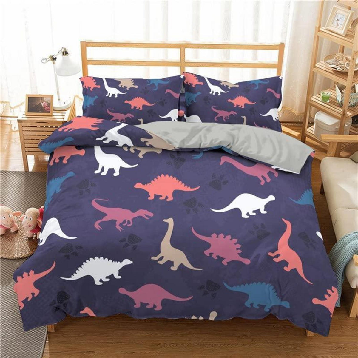 Cartoon Dino Bettwäsche Set für Kinder 155x220cm