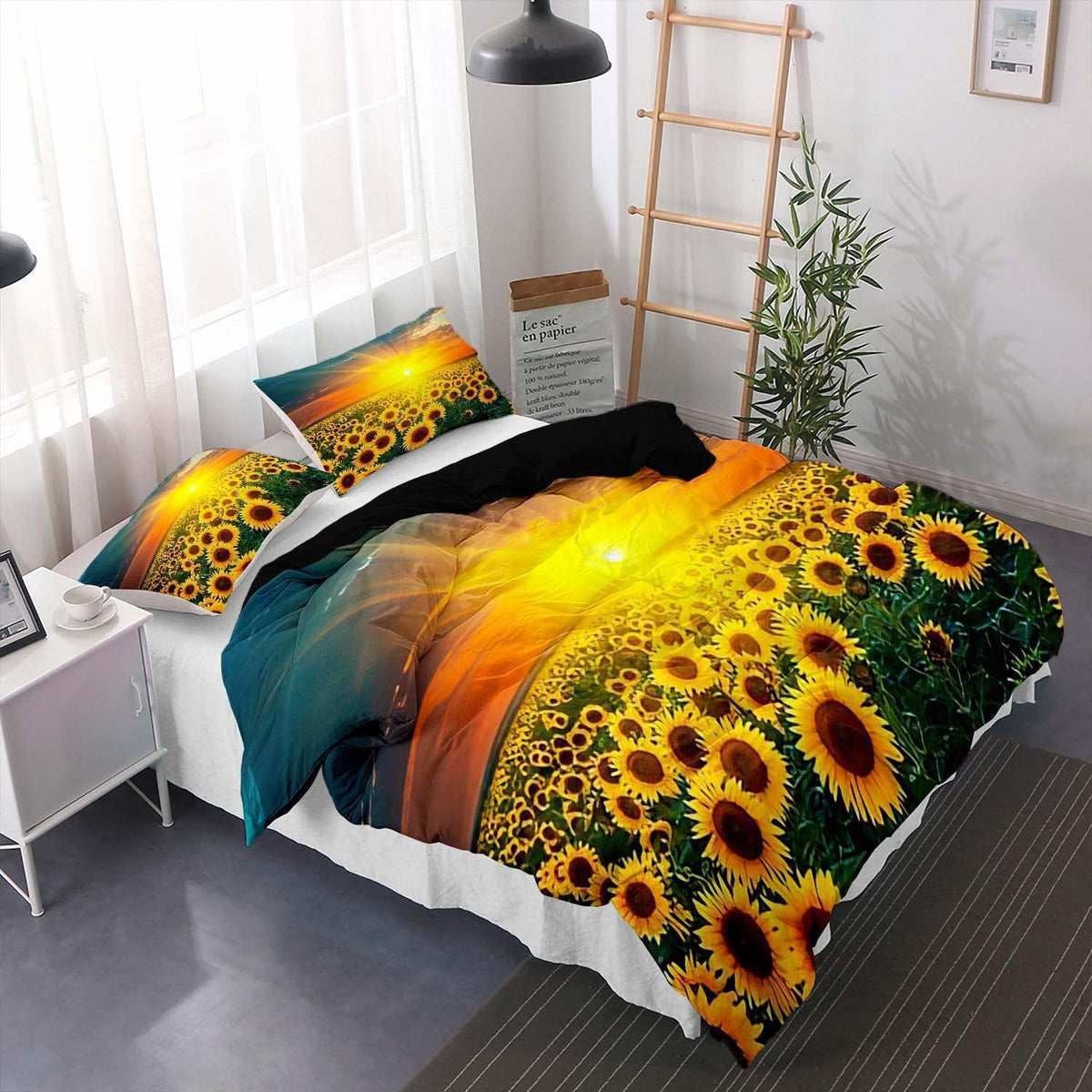 Sonnenblumen Bettwäsche Set 220x240cm für Kinderzimmer