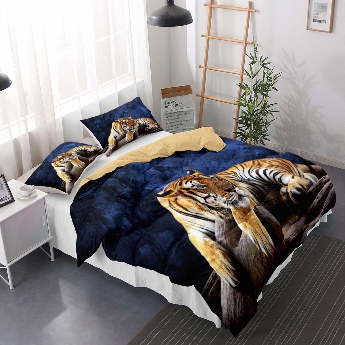 Tiger Druck Bettwäsche Set 220x240cm + 2 Kissenbezüge