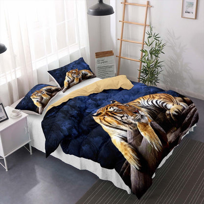 Tiger Druck Bettwäsche Set 220x240cm + 2 Kissenbezüge