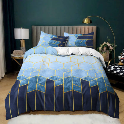 Gestreifte Bettwäsche Set 155x220cm – Marineblau Blau