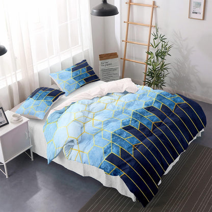 Gestreifte Bettwäsche Set 155x220cm – Marineblau Blau