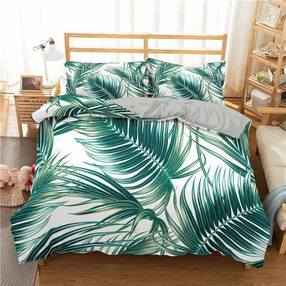 Grüne Blätter Bettwäsche Set 155x220cm & 80x80cm