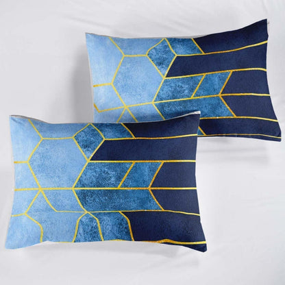 Bettwäsche Set 220x240 Blau Gestreift | Modernes Mikrofaser Bettbezug mit 2 Kissenbezügen
