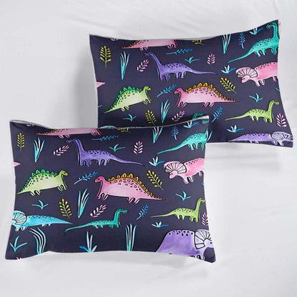 Cartoon Dino Bettwäsche Set 220x240cm – Kinderbettwäsche mit 2 Kissenbezügen